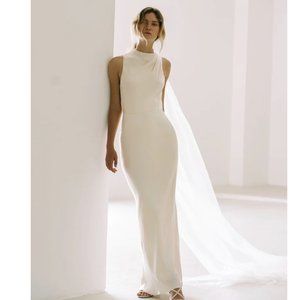 Shona Joy, LA LUNE HIGH NECK MAXI DRESS - CREAM, Size 10